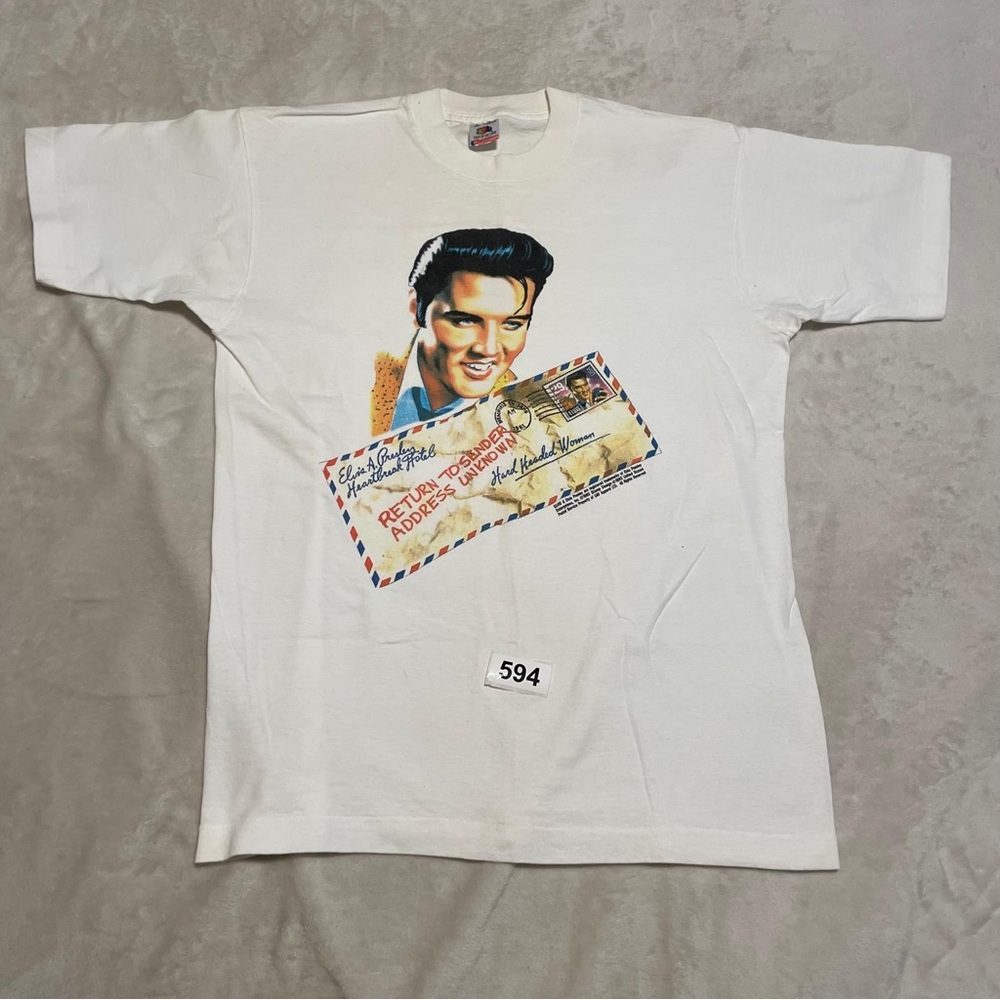 Fruit of the Loom White Elvis Portrait Graphic Tee